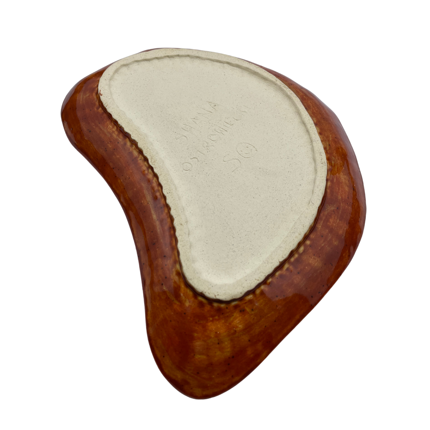Small Ceramic Platter Tray, 8" - Kosher Dill Green and Charoset Burnt Orange