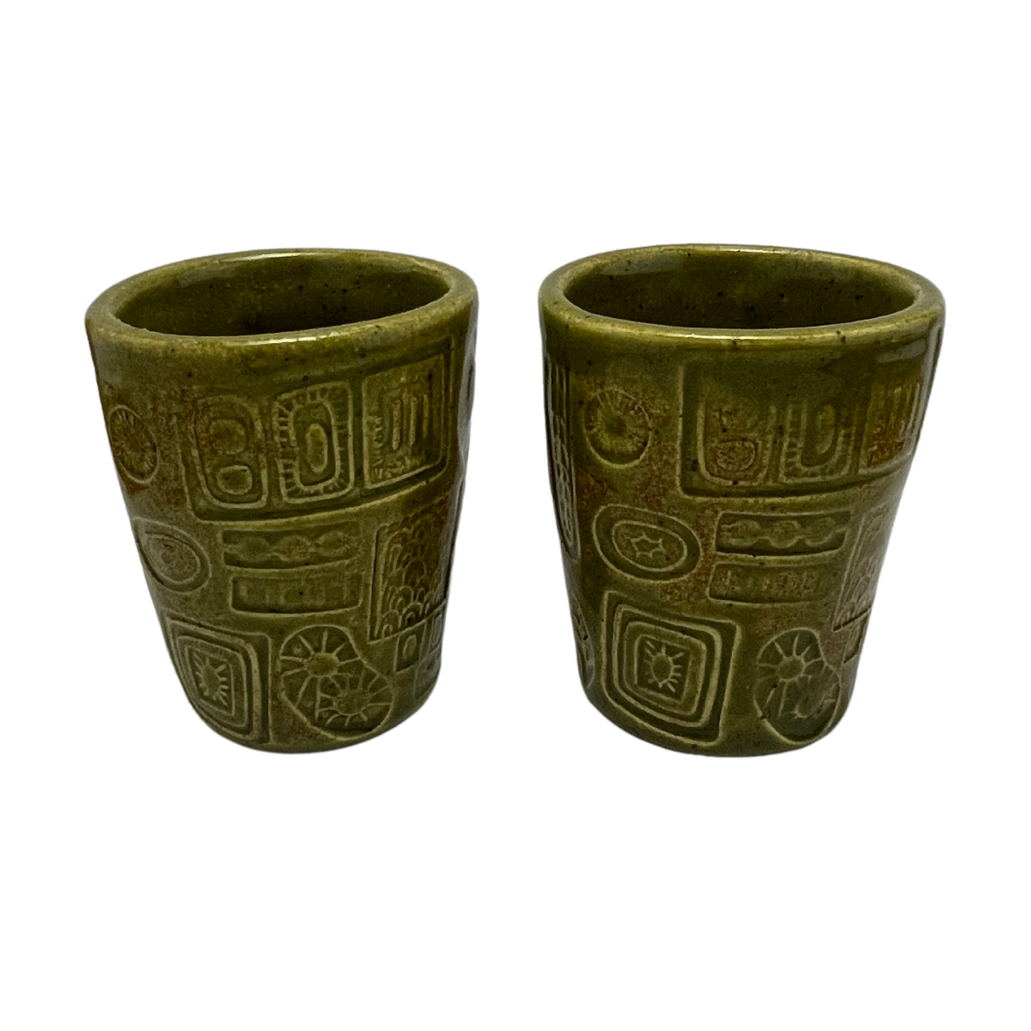 Handcrafted Stoneware Cup Set - Kosher Dill Green, 4 oz