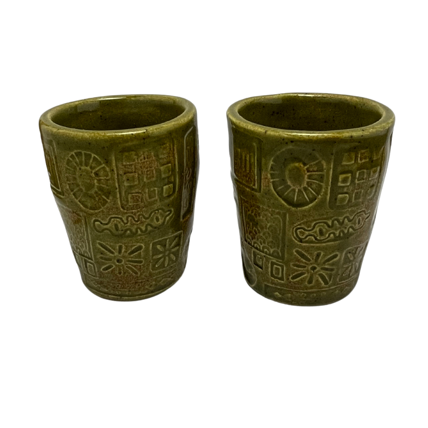 Handcrafted Stoneware Cup Set - Kosher Dill Green, 4 oz