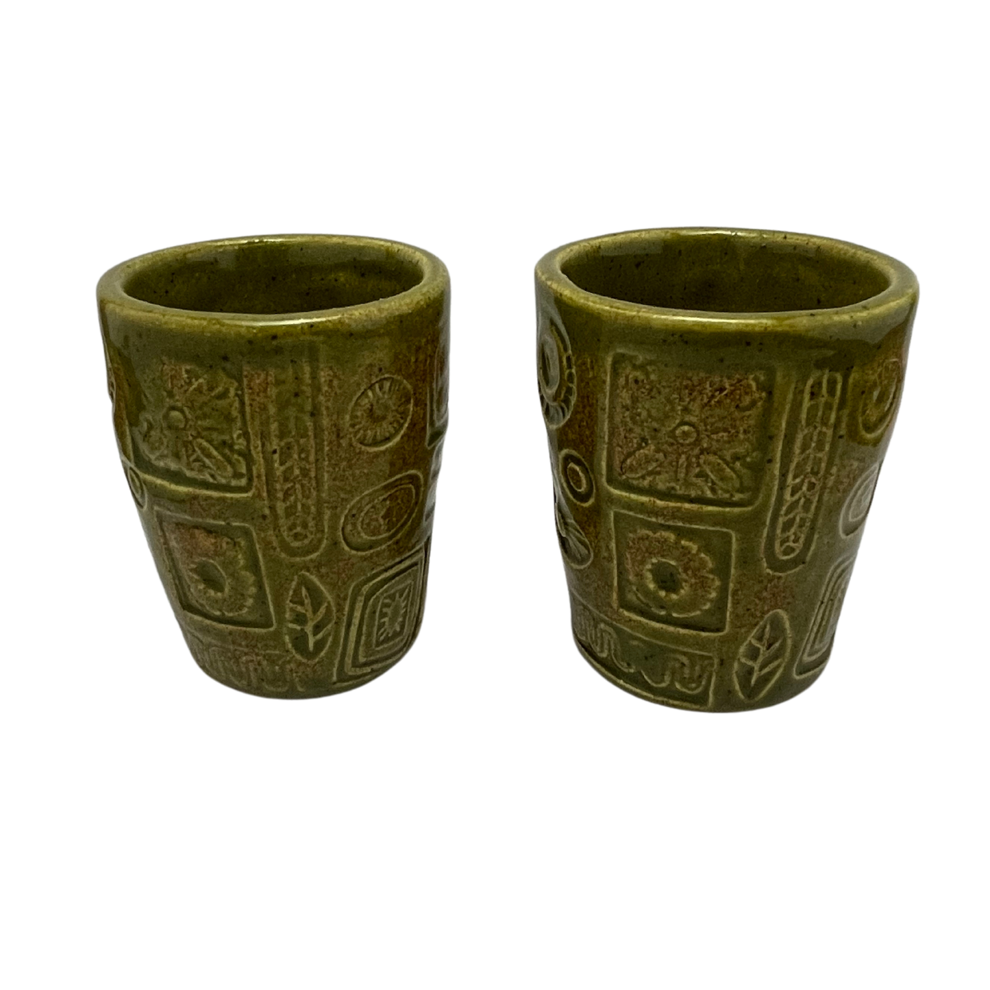 Handcrafted Stoneware Cup Set - Kosher Dill Green, 4 oz