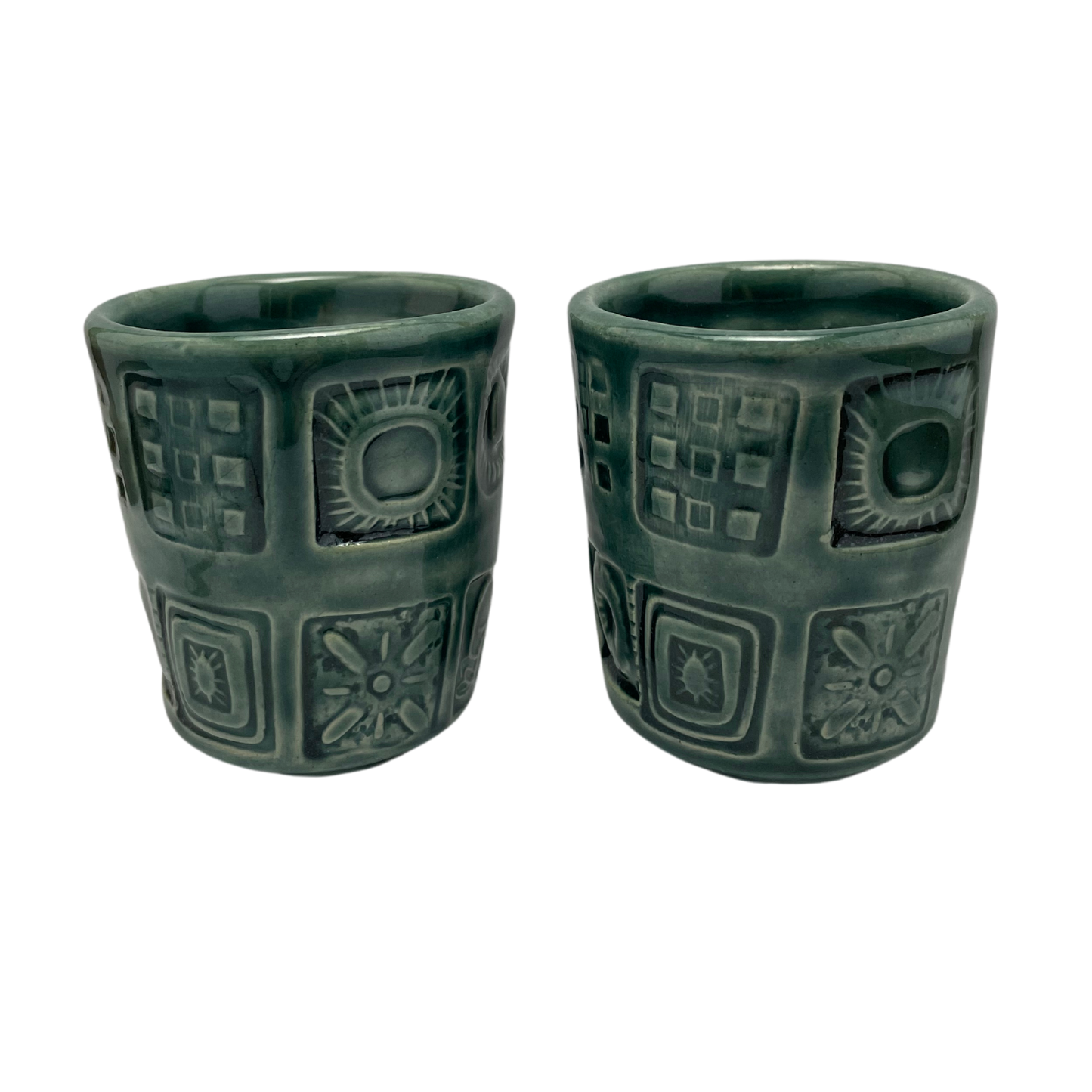 Handcrafted Stoneware Cup Set - Tayer Teal, 4 oz