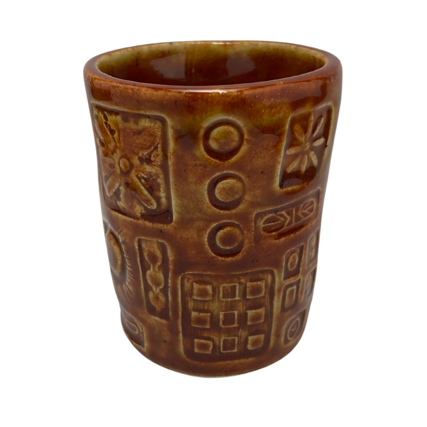 Handmade Cups vintage pottery style wine tumblers retro ceramics drinking glasses for wine coffee tea shabbat kiddush drinkware kitchen home burnt orange yellow brown