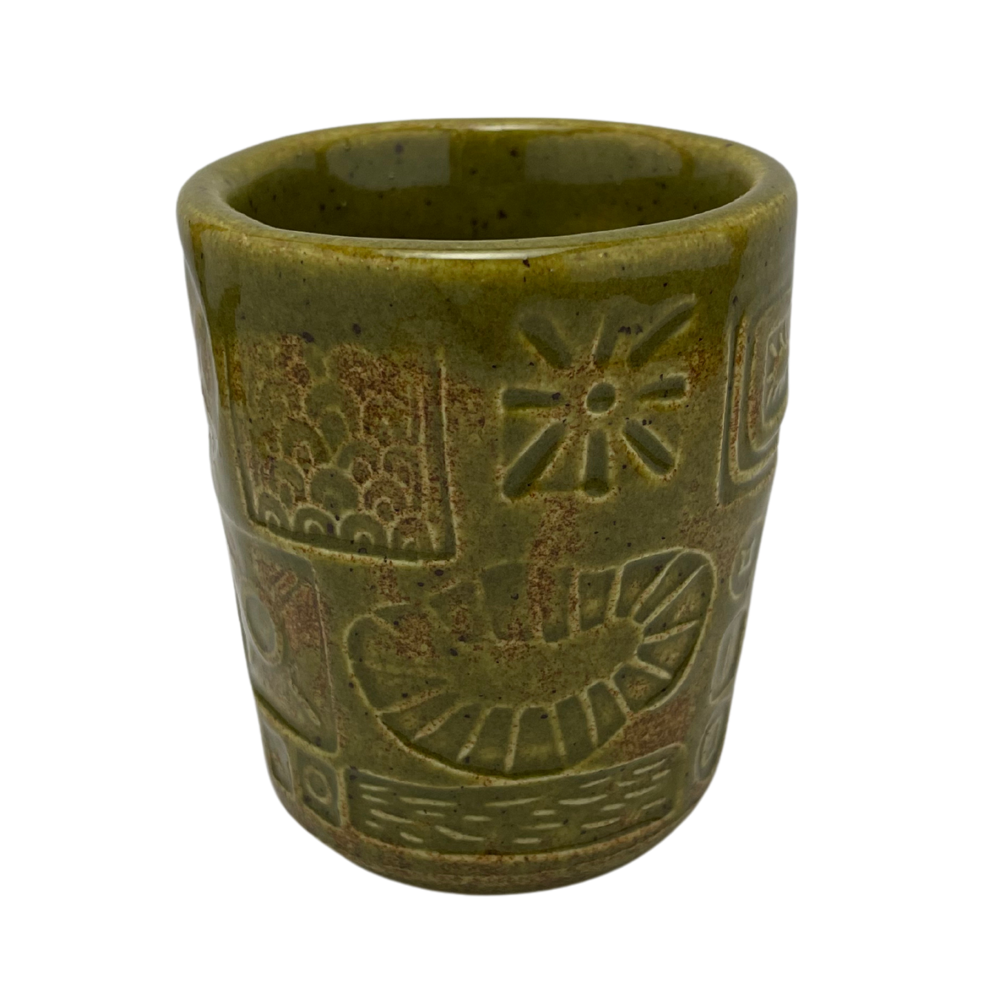Handmade Cups - vintage pottery style retro ceramics drinking kiddush cup glasses tumbler olive green