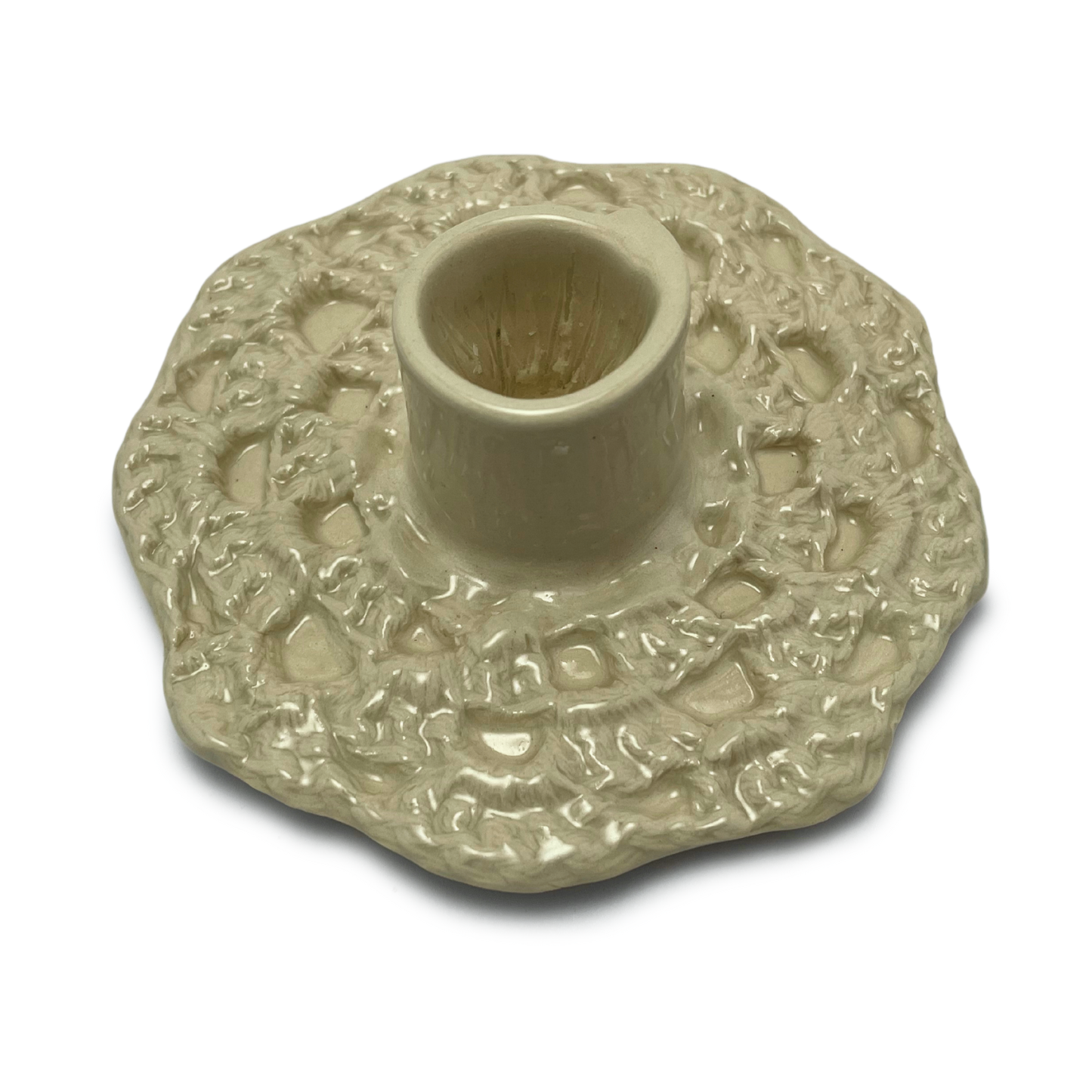 Ceramic Crochet Candle Holder - Matzo Ball Off-White