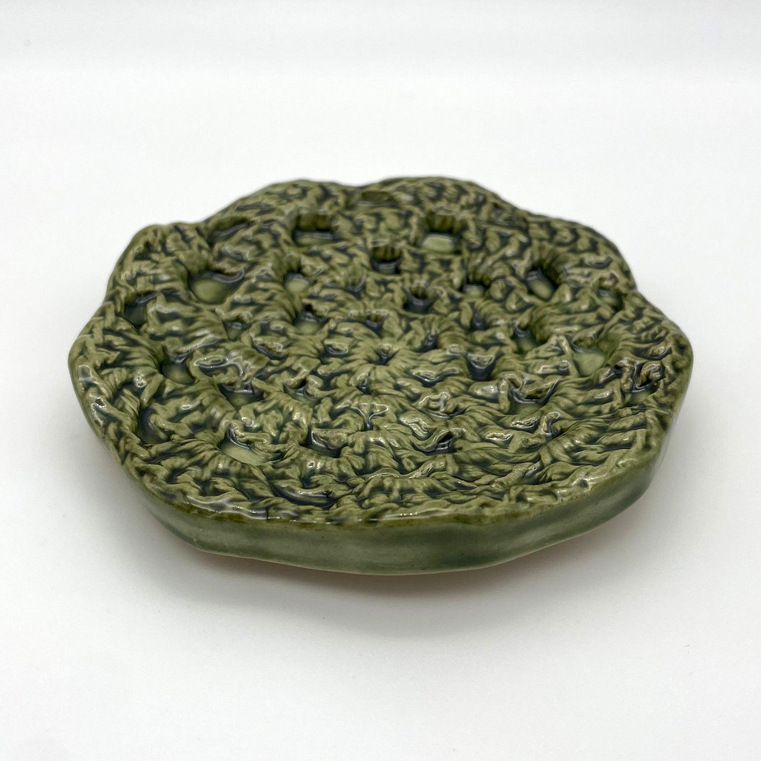 Handcrafted ceramic jewelry holder – large crochet-textured dish, perfect for organizing rings and small accessories shana ostrowiecki