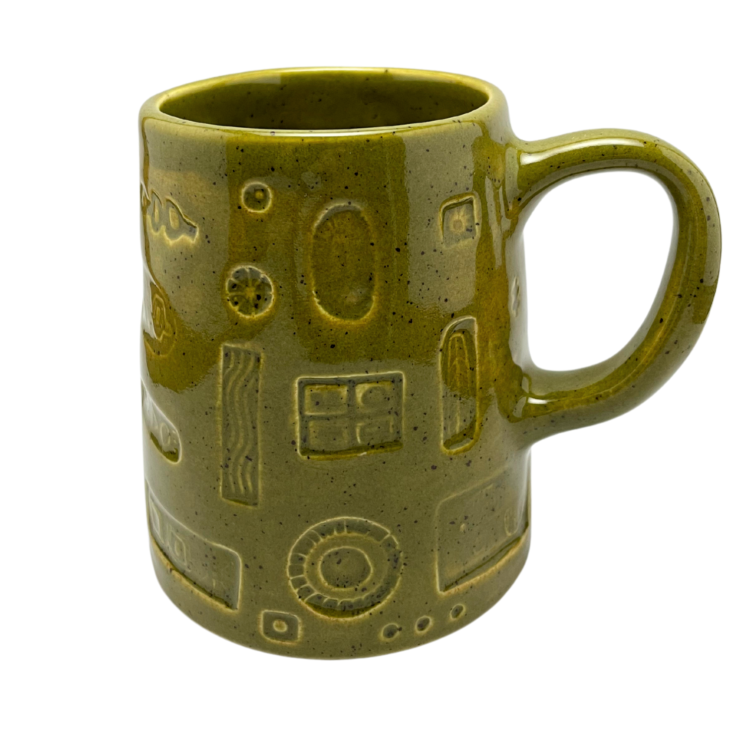 large oversized coffee mug or tea cup, olive green vintage style handmade ceramic pottery drinkware made in california by shana ostrowiecki