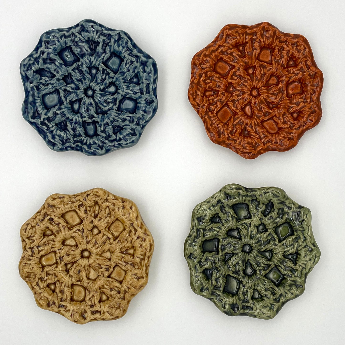 Unique handmade ceramic jewelry dish – perfect gift for jewelry lovers with crochet texture shana ostrowiecki