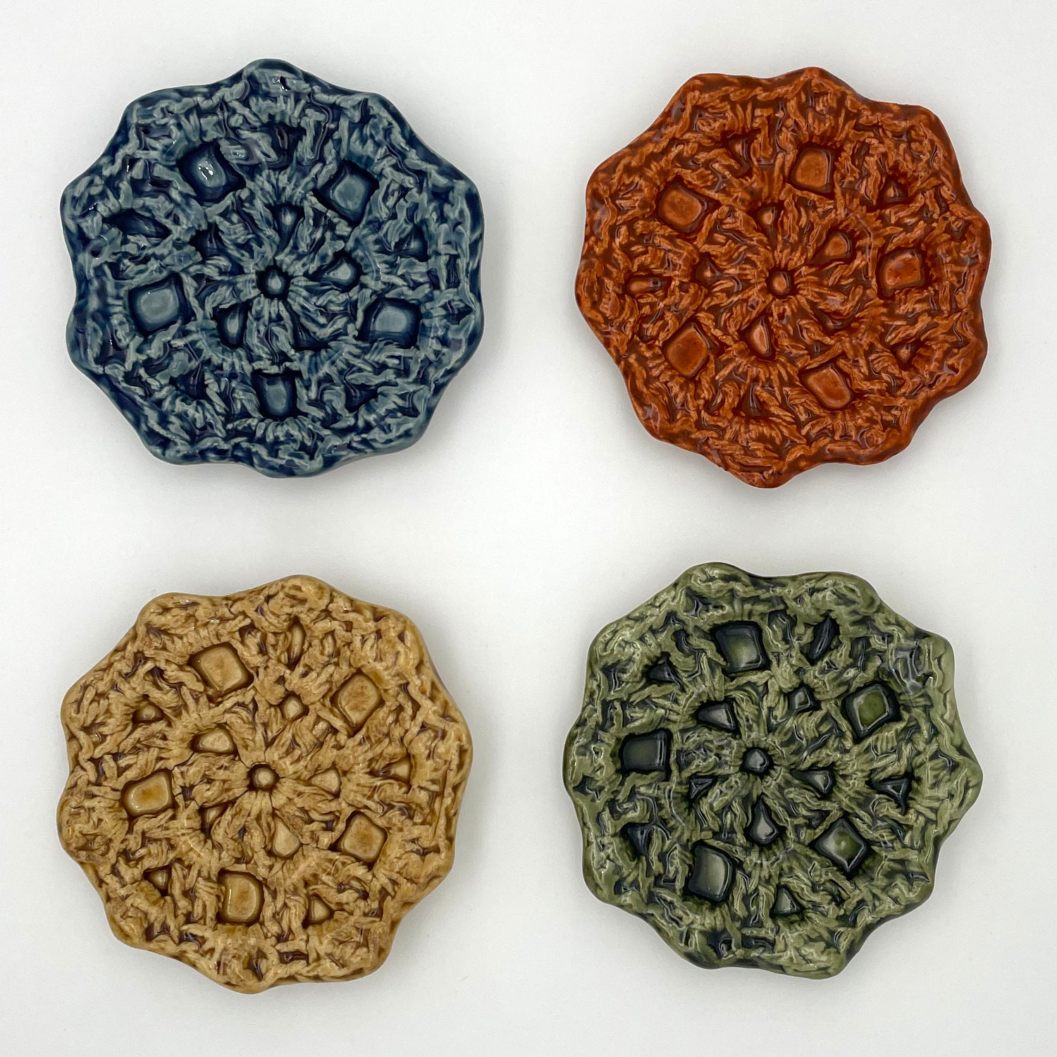 Unique handmade ceramic jewelry dish – perfect gift for jewelry lovers with crochet texture shana ostrowiecki
