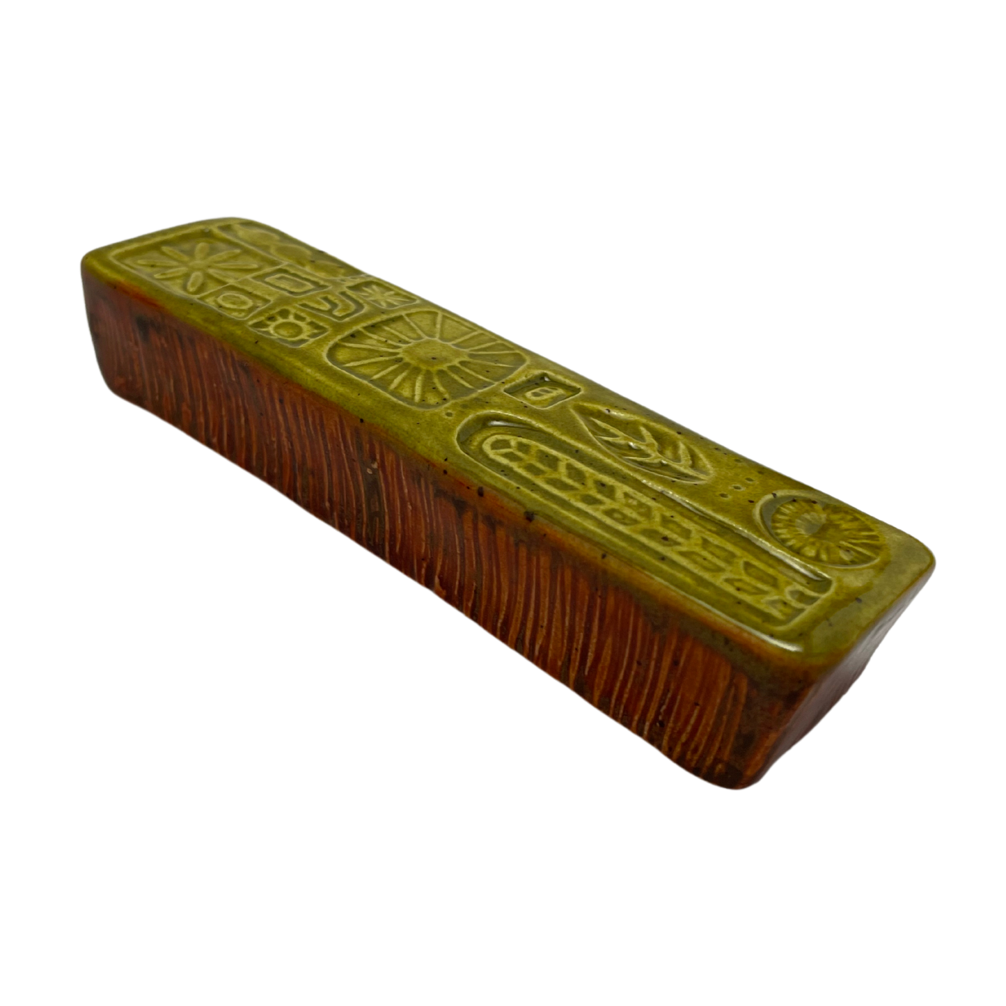 Handcrafted Mezuzah - Kosher Dill Green and Charoset Burnt Orange