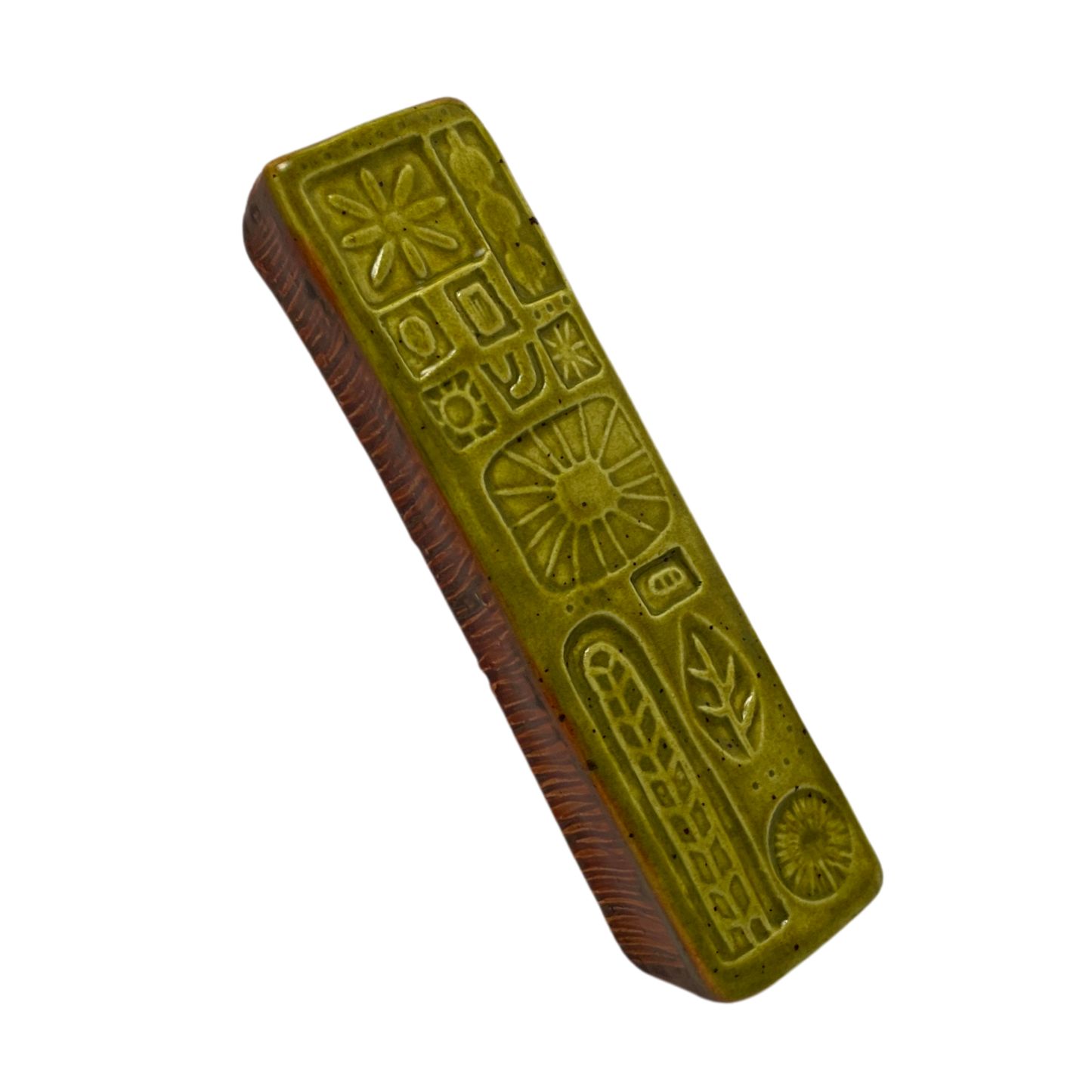 Handcrafted Mezuzah - Kosher Dill Green and Charoset Burnt Orange