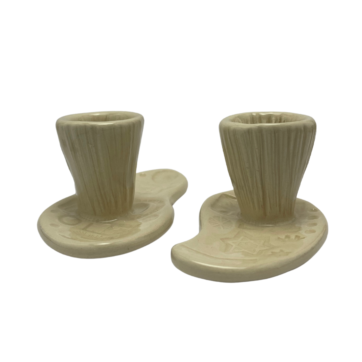 Shabbat Candle Holder Set - Matzo Ball Off-White