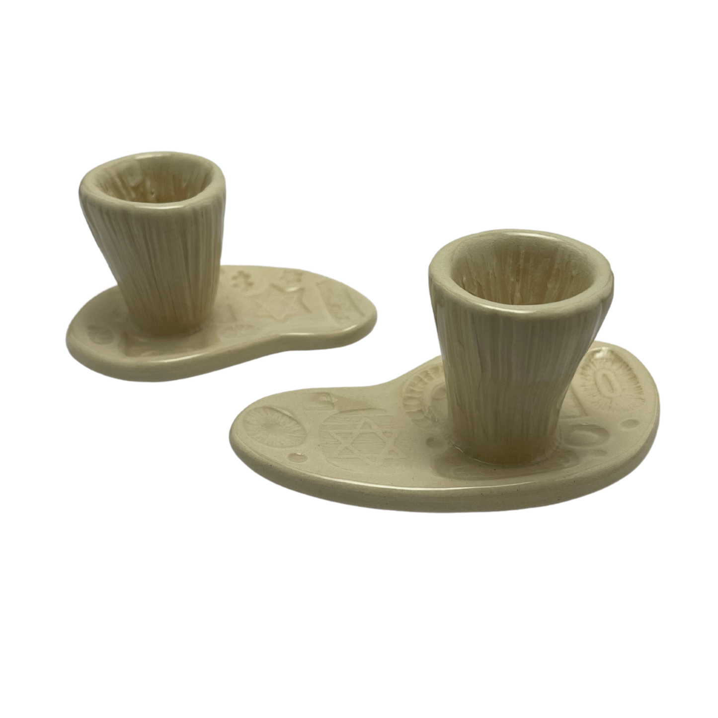 Shabbat Candle Holder Set - Matzo Ball Off-White