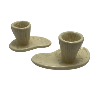 Shabbat Candle Holder Set - Matzo Ball Off-White