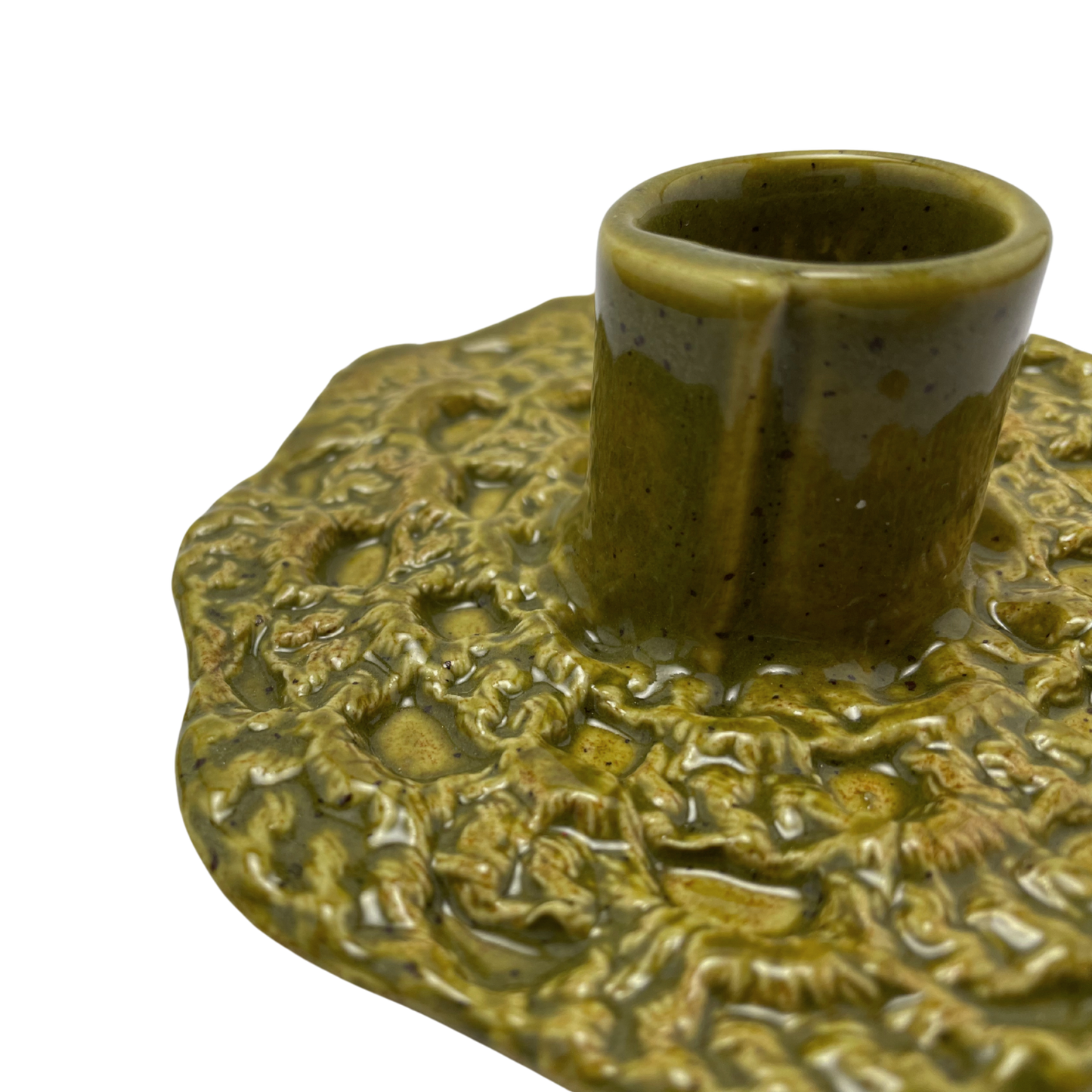 Ceramic Crochet Candle Holder - Kosher Dill Green