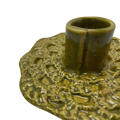 Ceramic Crochet Candle Holder - Kosher Dill Green