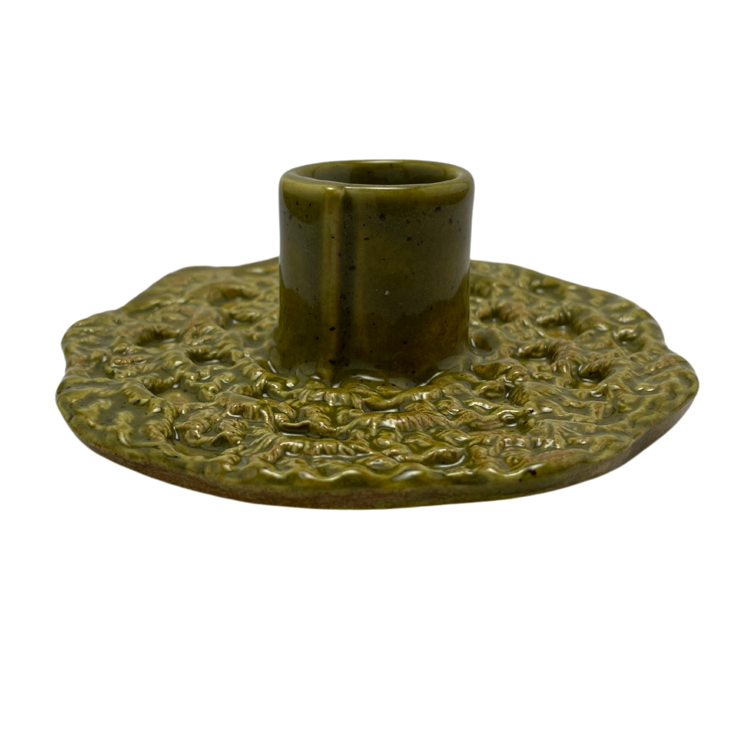 Ceramic Crochet Candle Holder - Kosher Dill Green
