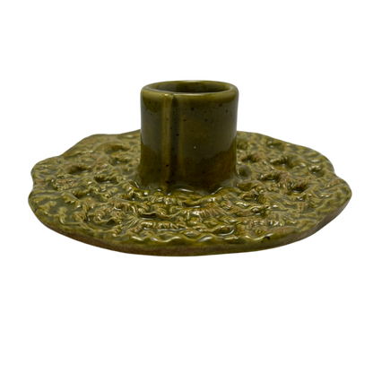 Ceramic Crochet Candle Holder - Kosher Dill Green