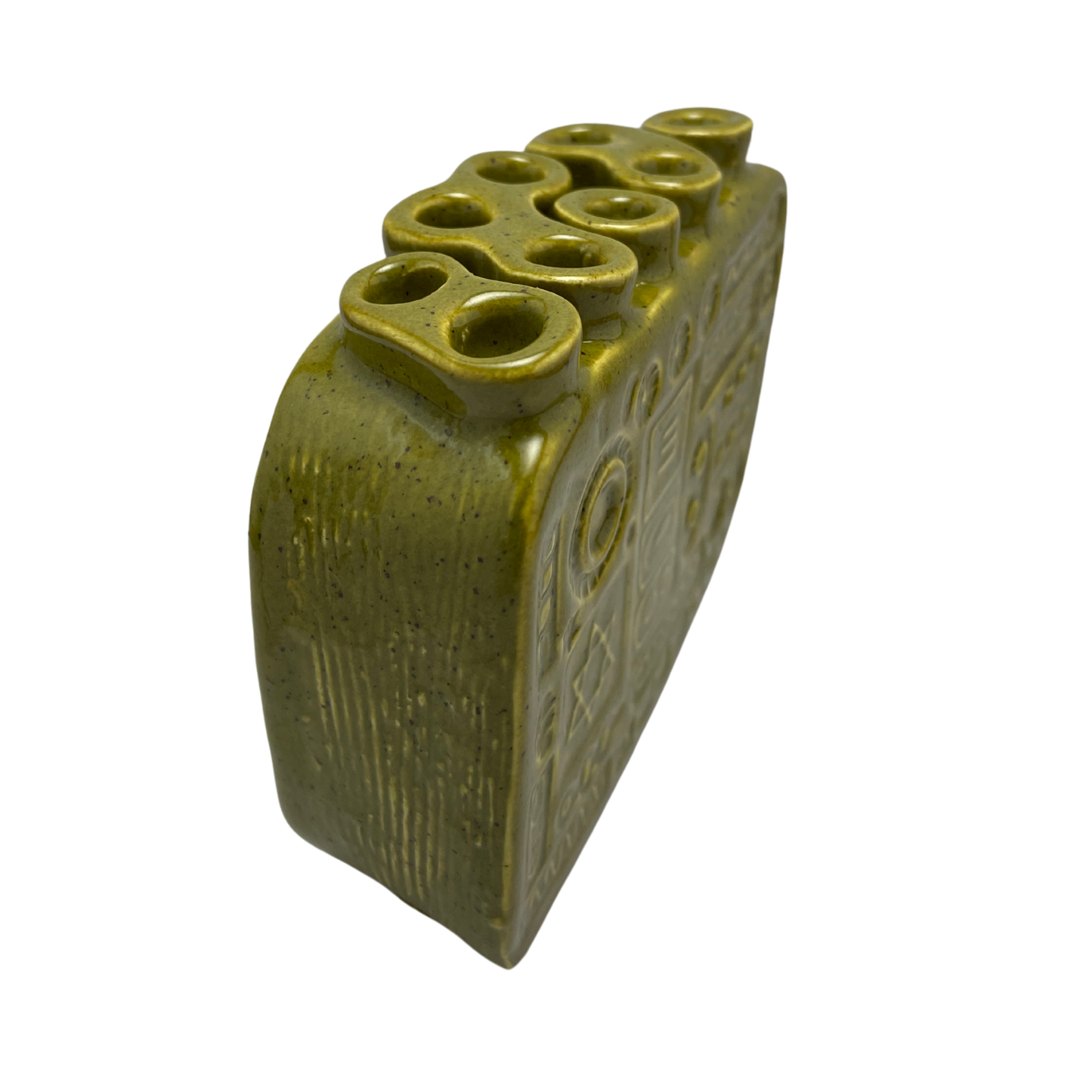 Handcrafted Stoneware Menorah - Kosher Dill Green