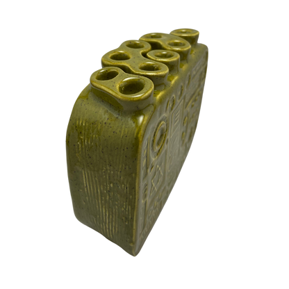 Handcrafted Stoneware Menorah - Kosher Dill Green