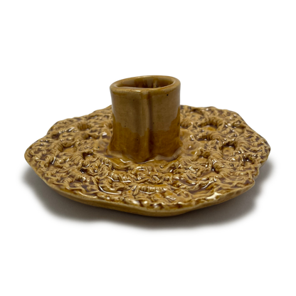 Ceramic Crochet Candle Holder - Deli Mustard Yellow