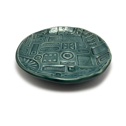 Ceramics Dish Platter Tray for Kitchen or Serving, pottery dinnerware and homeware, vintage style home decor, jewelry dish or catch all, decorative center piece fruit bowl, teal turquoise blue