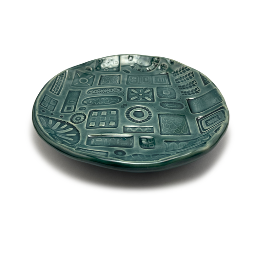 Ceramics Dish Platter Tray for Kitchen or Serving, pottery dinnerware and homeware, vintage style home decor, jewelry dish or catch all, decorative center piece fruit bowl, teal turquoise blue