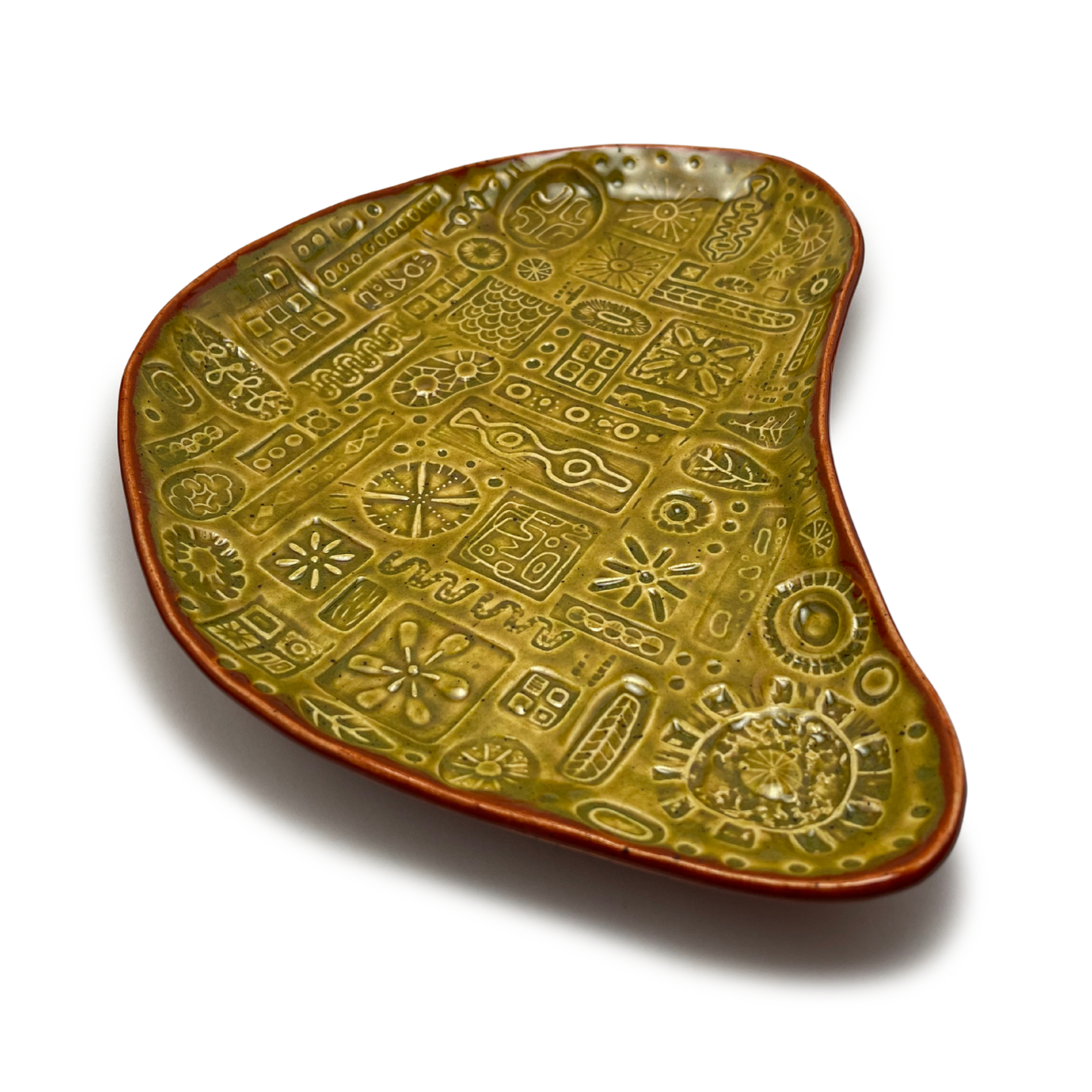 Ceramics Dish Platter Tray for Kitchen or Serving, pottery dinnerware and homeware, vintage style home decor, jewelry dish or catch all, decorative center piece fruit bowl, detailed one of a kind yellow green burnt orange