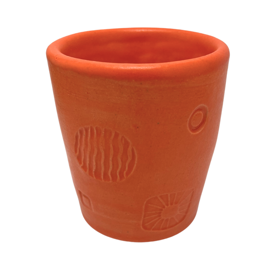 Handmade Cups vintage pottery style wine tumblers retro ceramics drinking glasses for wine coffee tea shabbat kiddush drinkware kitchen home bright orange