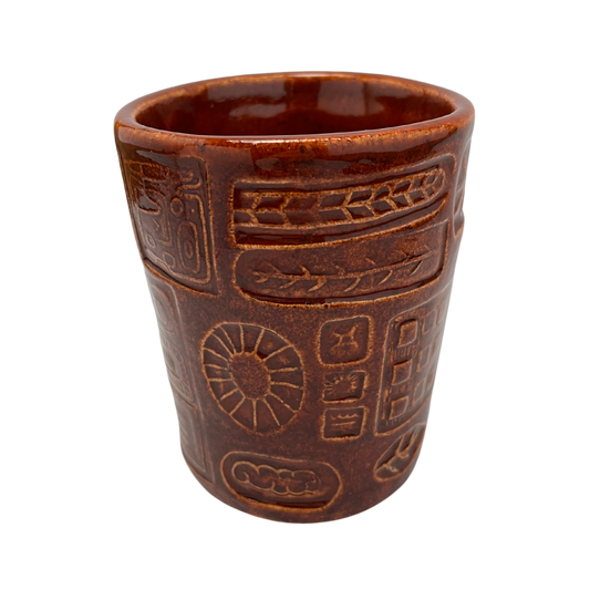 Handmade Cups vintage pottery style wine tumblers retro ceramics drinking glasses for wine coffee tea shabbat kiddush drinkware kitchen home burnt orange reddish brown