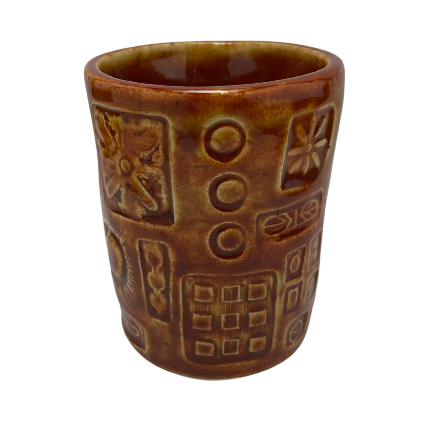 Handmade Cups vintage pottery style wine tumblers retro ceramics drinking glasses for wine coffee tea shabbat kiddush drinkware kitchen home burnt orange yellow brown