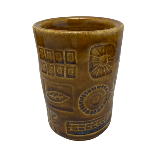 Handmade Cups vintage pottery style wine tumblers retro ceramics drinking glasses for wine coffee tea shabbat kiddush drinkware kitchen home mustard yellow