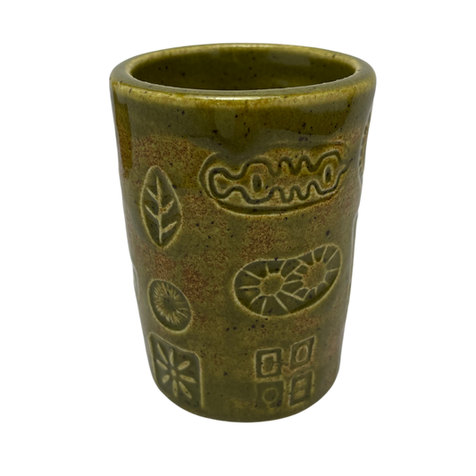 Handmade Cups vintage pottery style wine tumblers retro ceramics drinking glasses for wine coffee tea shabbat kiddush drinkware kitchen home olive green