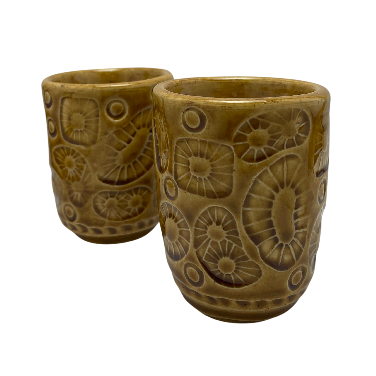 Handmade Cups set vintage pottery style wine tumblers retro ceramics drinking glasses for wine coffee tea shabbat kiddush drinkware kitchen home mustard yellow