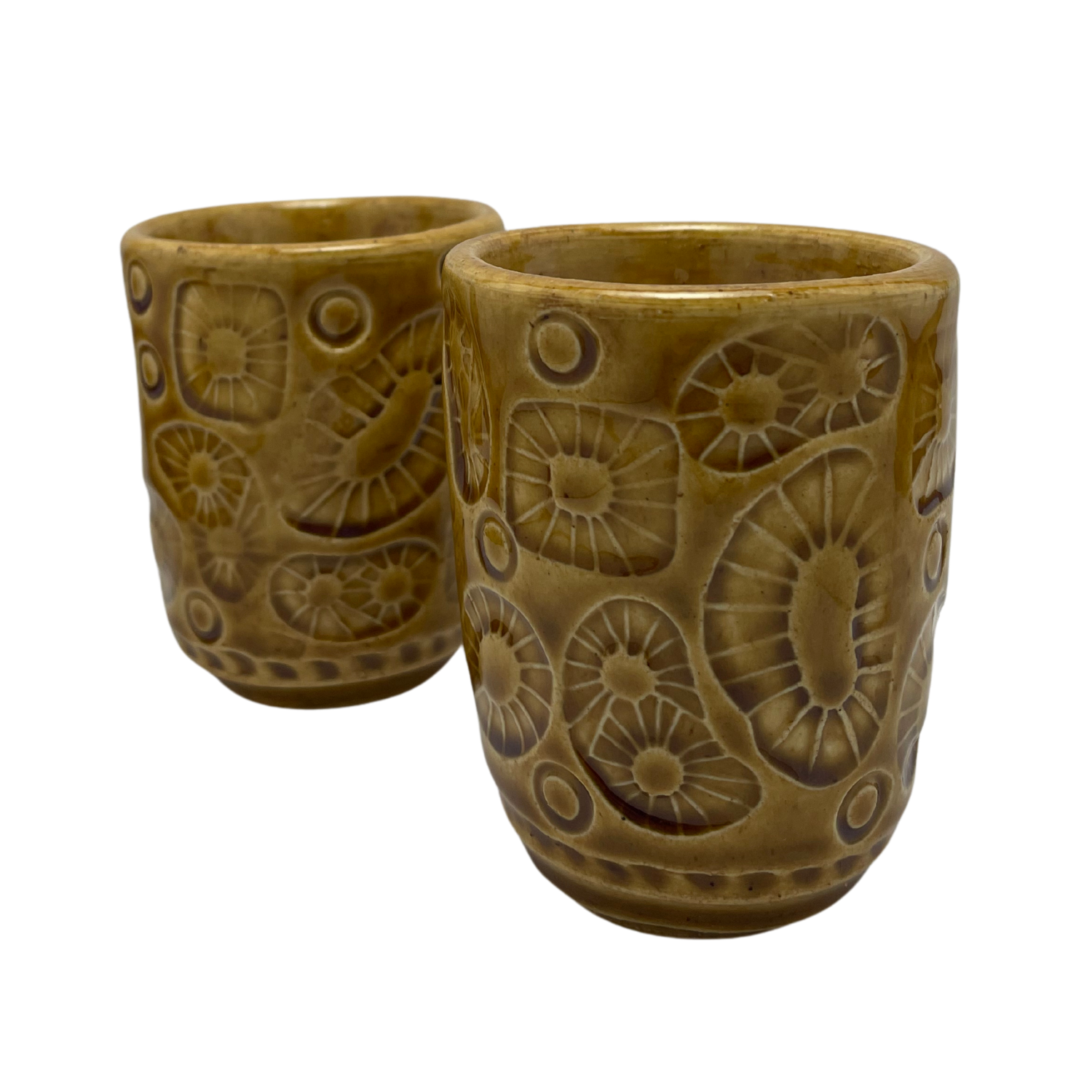 Handmade Cups set vintage pottery style wine tumblers retro ceramics drinking glasses for wine coffee tea shabbat kiddush drinkware kitchen home mustard yellow