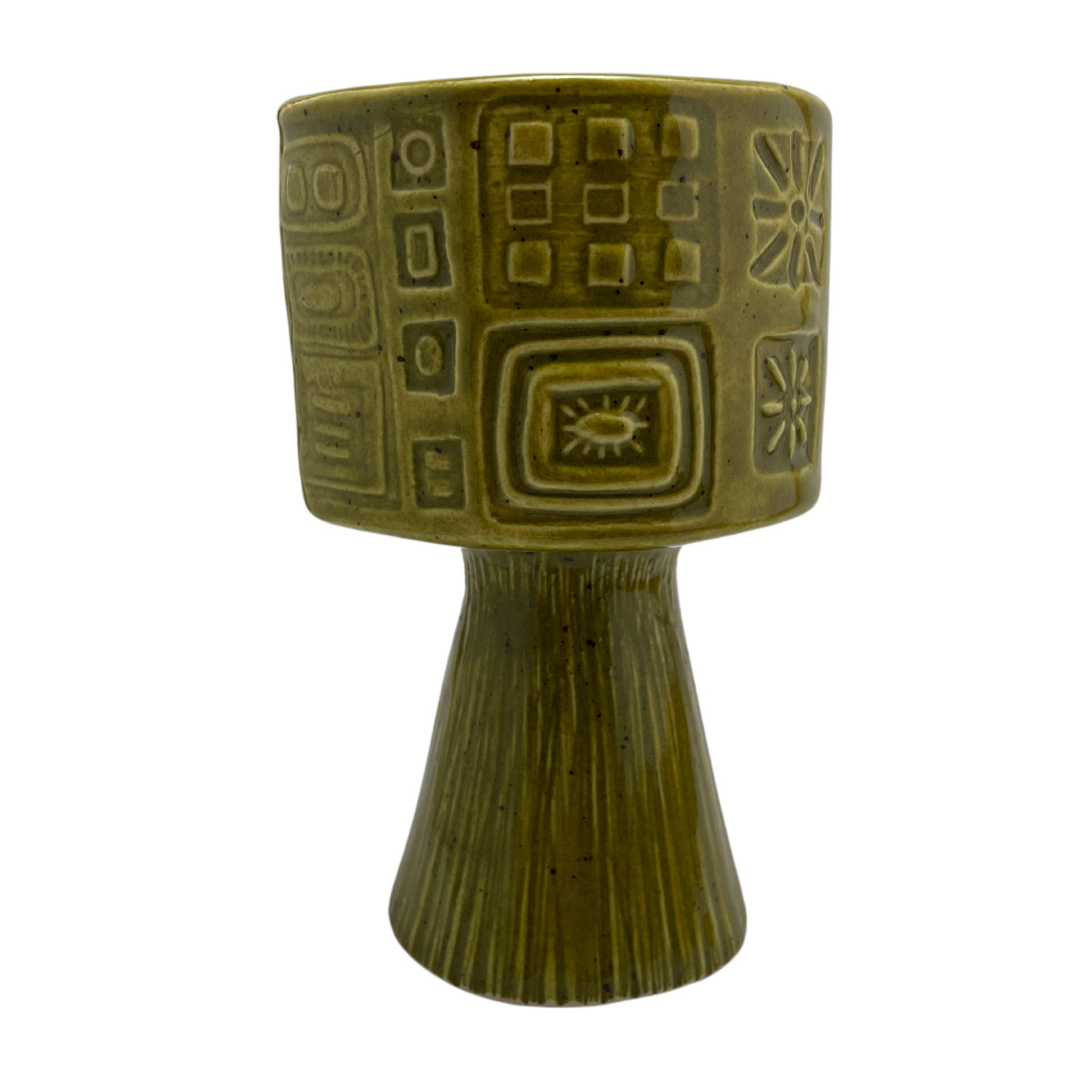 Jewish kiddish cup shabbat, ceramic handmade sabbath day cups, judaica store for judaism, painted pottery glasses shabbos, jewish gifts, jewish wedding, judaica art by Shana Ostrowiecki made in California, usa vintage style stemware olive green brown