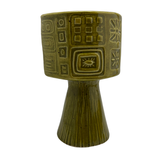 Jewish kiddish cup shabbat, ceramic handmade sabbath day cups, judaica store for judaism, painted pottery glasses shabbos, jewish gifts, jewish wedding, judaica art by Shana Ostrowiecki made in California, usa vintage style stemware olive green brown