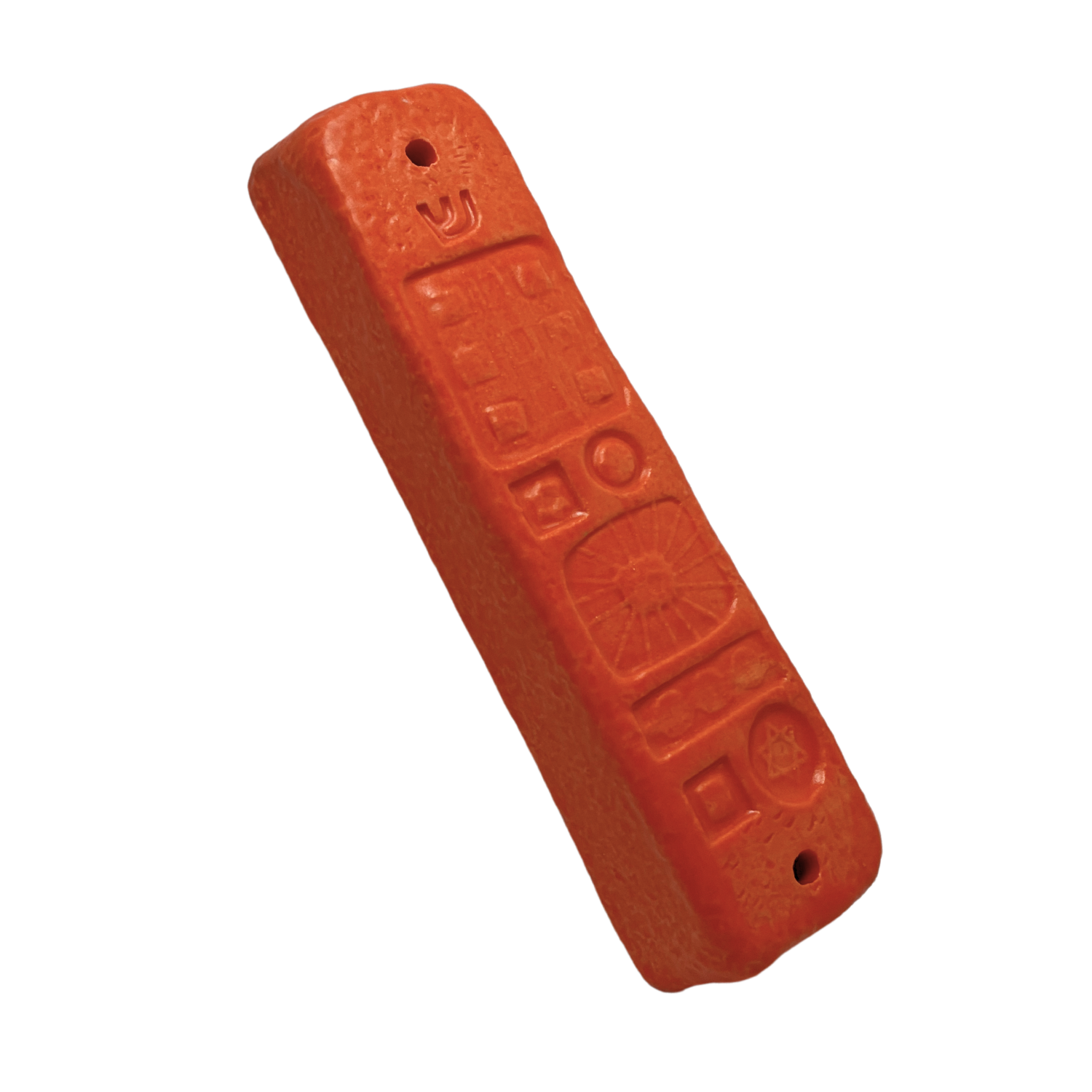 Handpainted Ceramic Mezuzah Mezuzot from Jewish shop selling Judaica art and gifts Handmade ceramic art orange