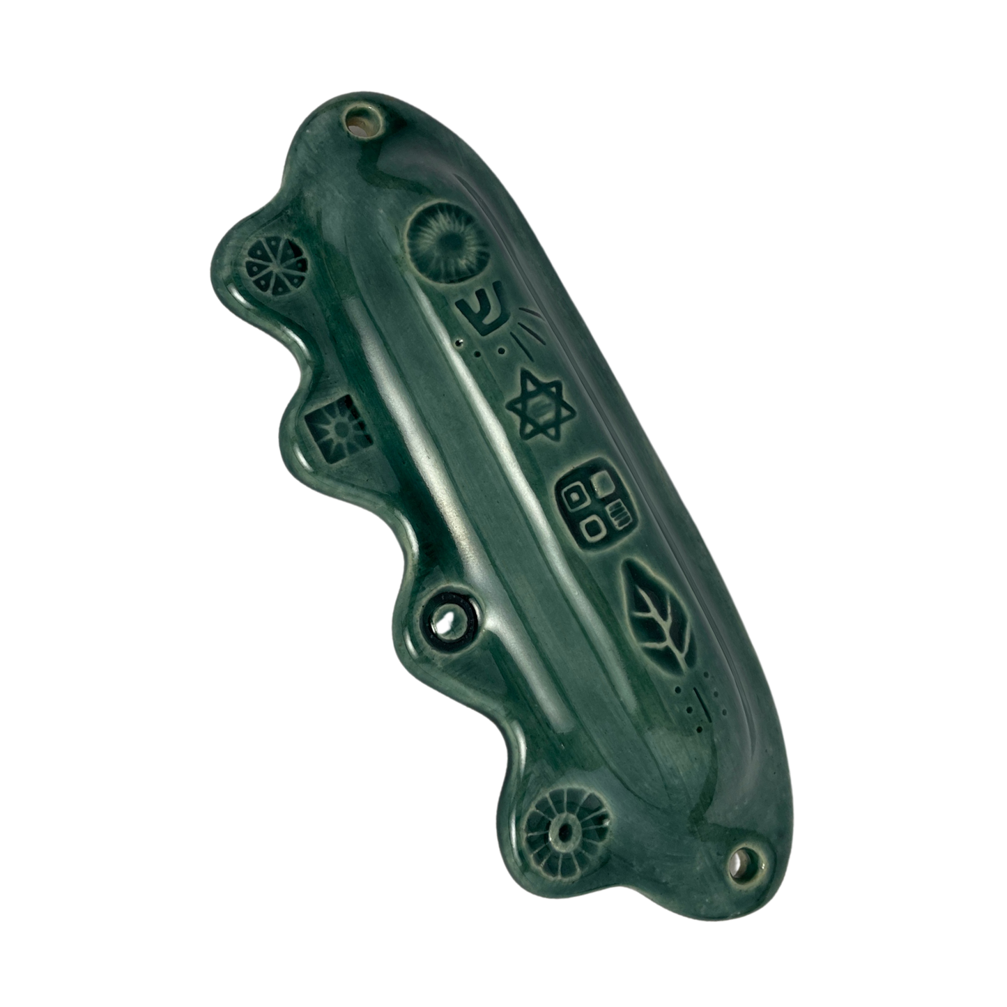 Handpainted Ceramic Mezuzah Mezuzot from Jewish shop selling Judaica art and gifts Handmade ceramic art teal blue turquoise