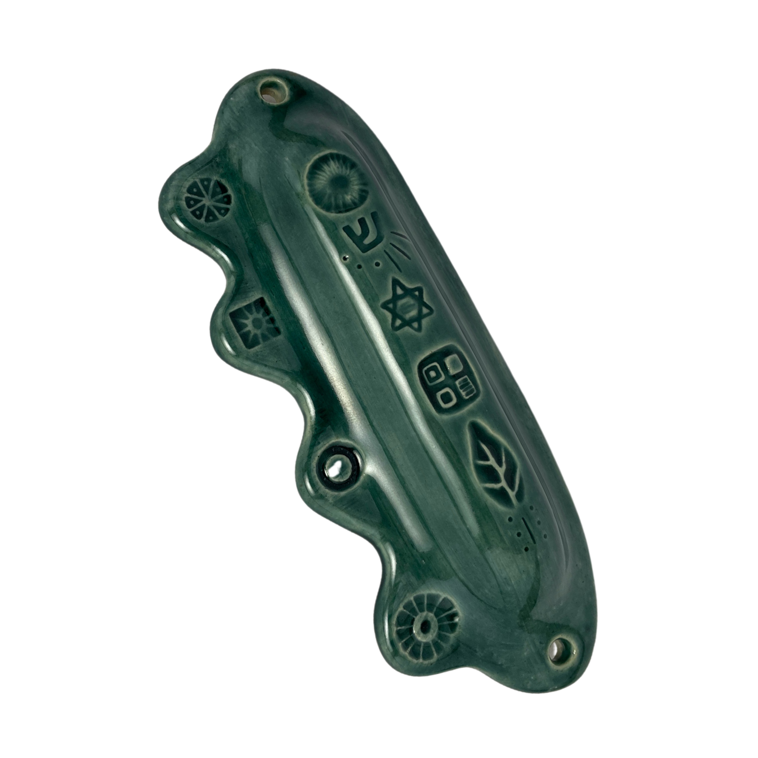 Handpainted Ceramic Mezuzah Mezuzot from Jewish shop selling Judaica art and gifts Handmade ceramic art teal blue turquoise