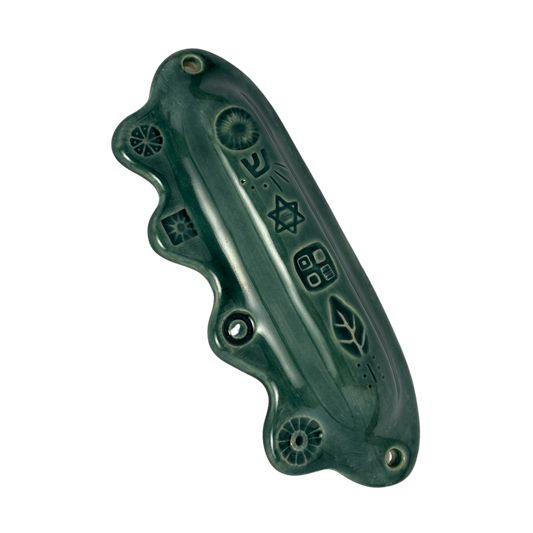 Handpainted Ceramic Mezuzah Mezuzot from Jewish shop selling Judaica art and gifts Handmade ceramic art teal blue turquoise