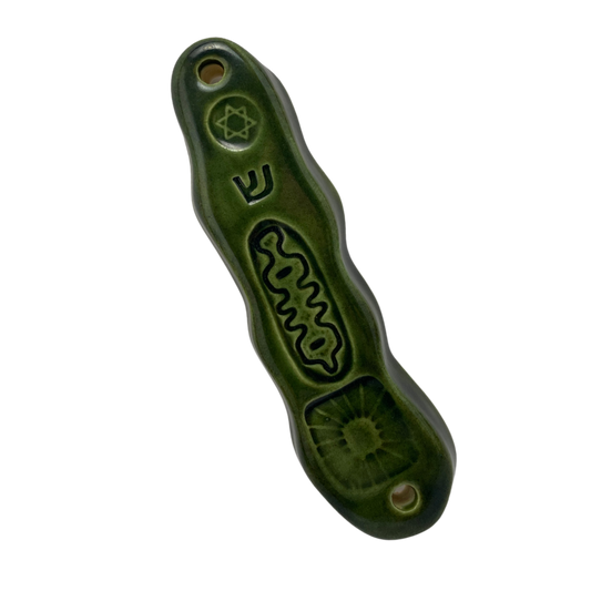 Handcrafted Mezuzah - Olive Green