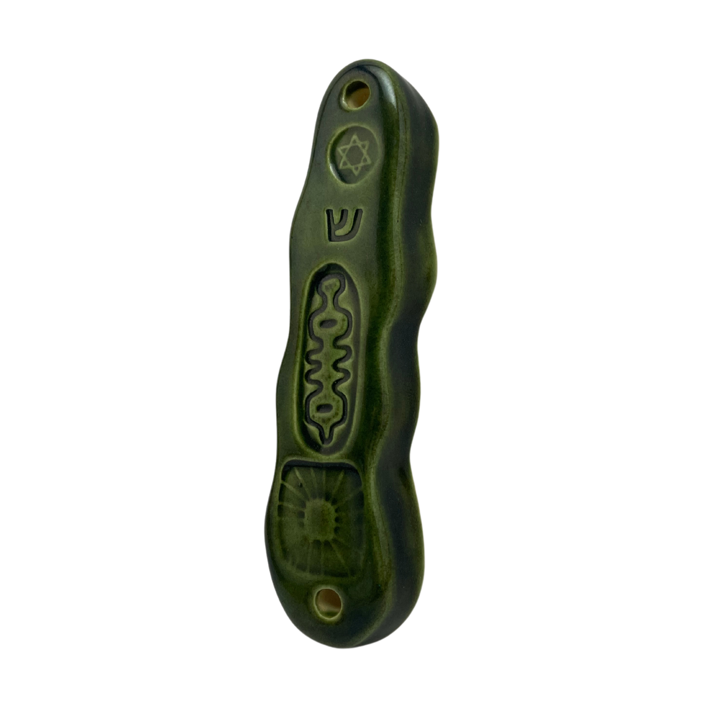 Handcrafted Mezuzah - Olive Green