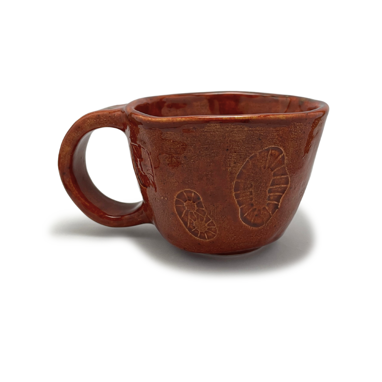 one of a kind vintage style handmade mug or tea cup, burnt orange reddish