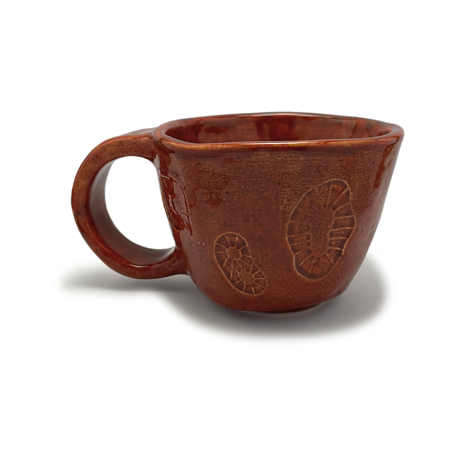 one of a kind vintage style handmade mug or tea cup, burnt orange reddish