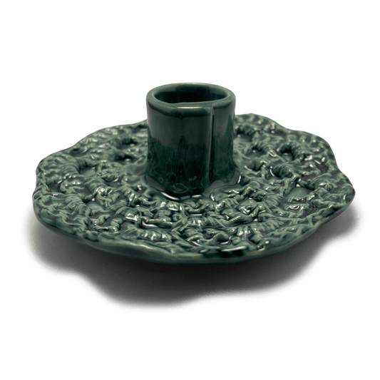 handmade one of a kind crochet ceramic candle holder, by shana ostrowiecki in california one of a kind tapered or shabbat candles teal blue turquoise