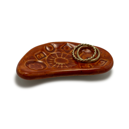 burnt orange jewelry or trinket dish, ring holder, handmade ceramic pottery made in calfornia