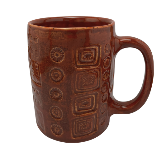 large mug ceramic oversized coffee mug burnt orange reddish brown handmade vintage style