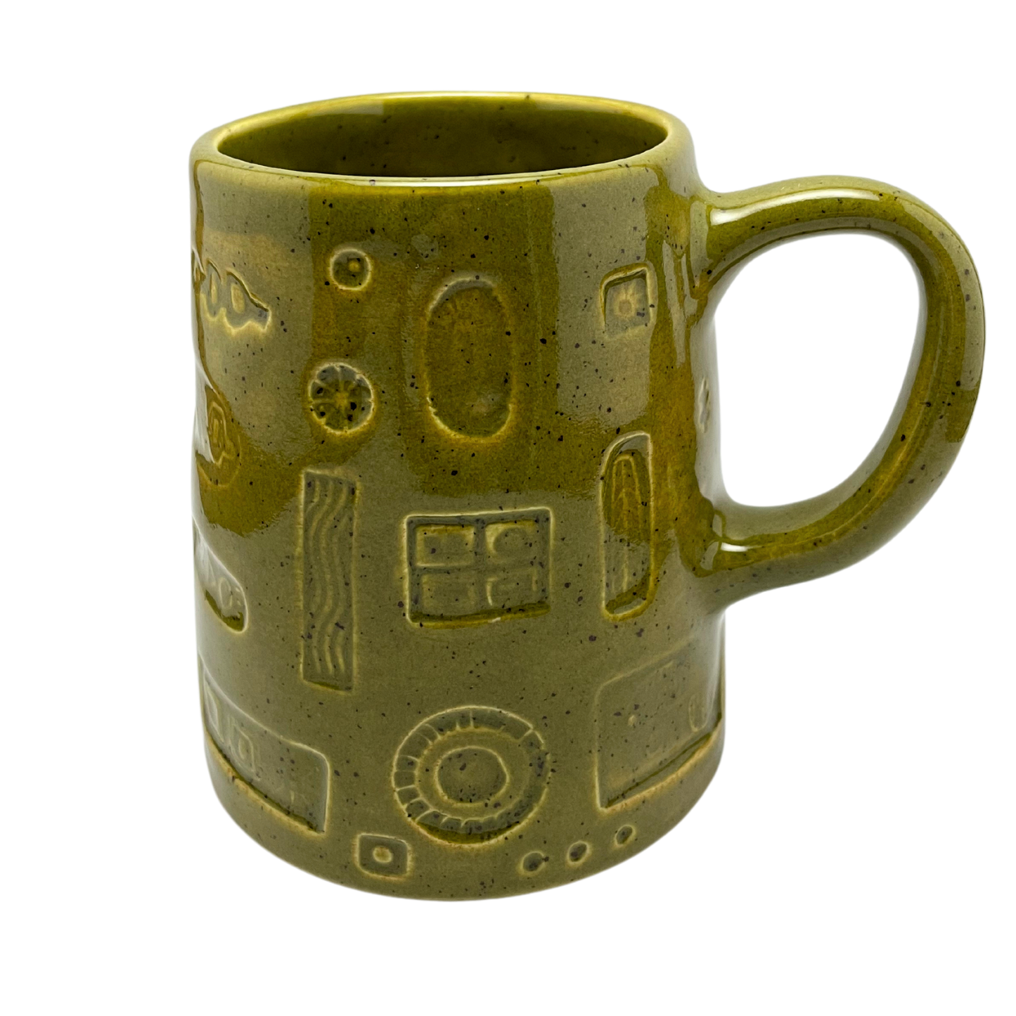 large oversized coffee mug or tea cup, olive green vintage style handmade ceramic pottery drinkware made in california by shana ostrowiecki