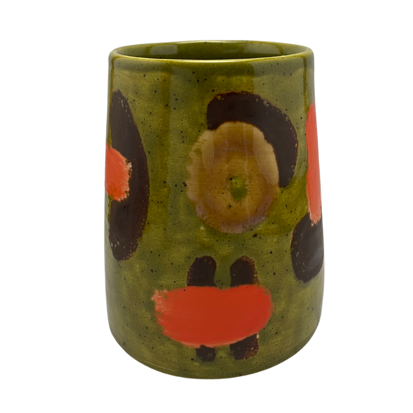 Large Mug with Handle - Kosher Dill Green with Shapes
