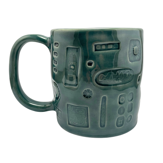 large mug ceramic oversized coffee mug turquoise blue handmade teal vintage style